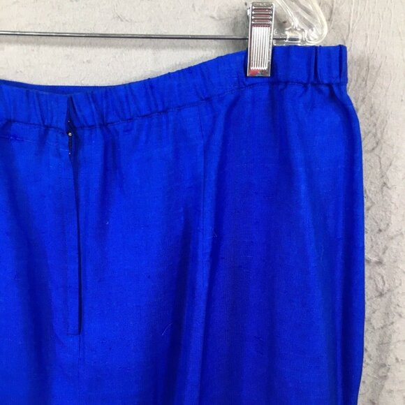 Shomi by Miller Shor Skirt Set Womens 20 Plus Size Blue 100% Silk Office Vintage - Picture 10 of 16